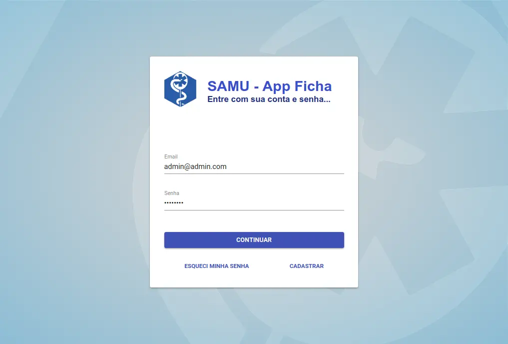 Sample screenshot for Samu APP project.